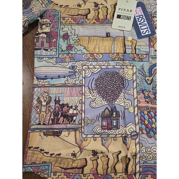 RSVLTS Disney Pixar Up "Paradise Found"KUNUFLEX Short Sleeve Shirt Men SZ S - Picture 5 of 6